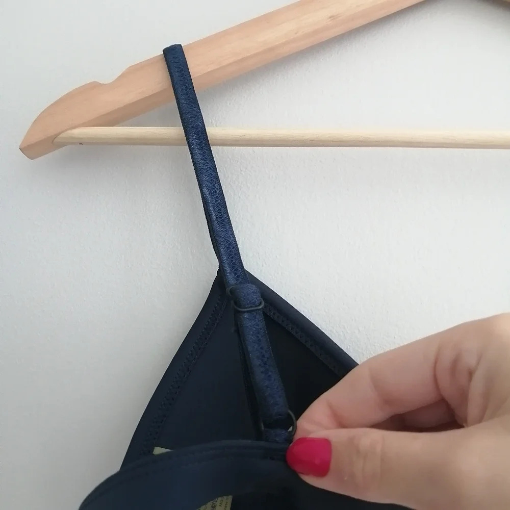 Triangl Swimwear Navy Neoprene Bikini Top Triangle Cups Small *Top Only* - Picture 6 of 13
